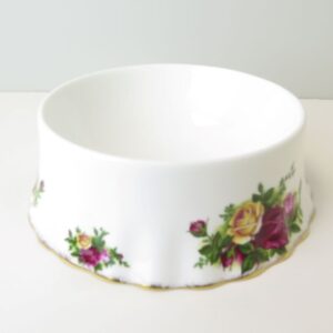 ceramic dog bowl decorated with roses