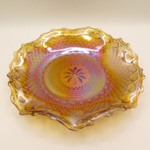 glass iridescent amber platter