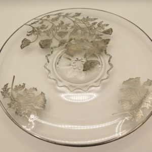 glass platter decorated with flowers