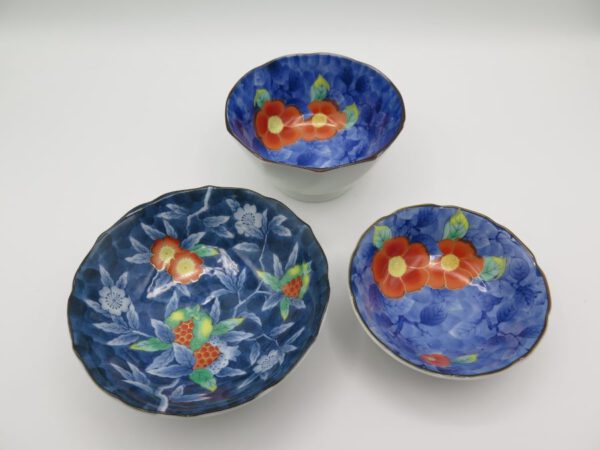 three decorated bowls