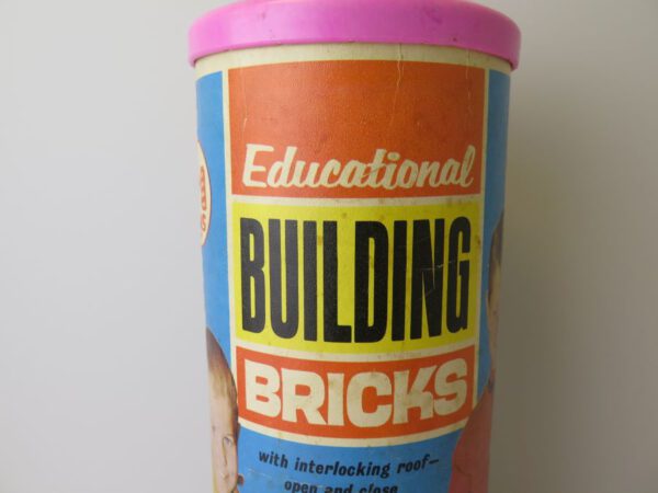 container of plastic toy bricke