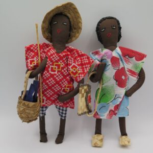 pair of fabric dolls