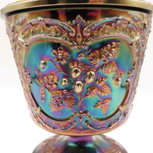 carnival glass urn with a lid