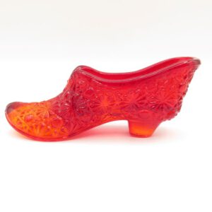 small red glass shoe for trinkets