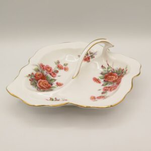 ceramic divided dish decorated with roses