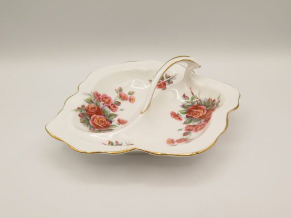 ceramic divided dish decorated with roses