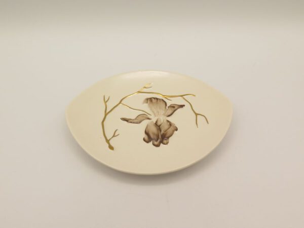 small ceramic tray decorated with an orchid