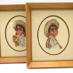 two framed pictures done in petit point